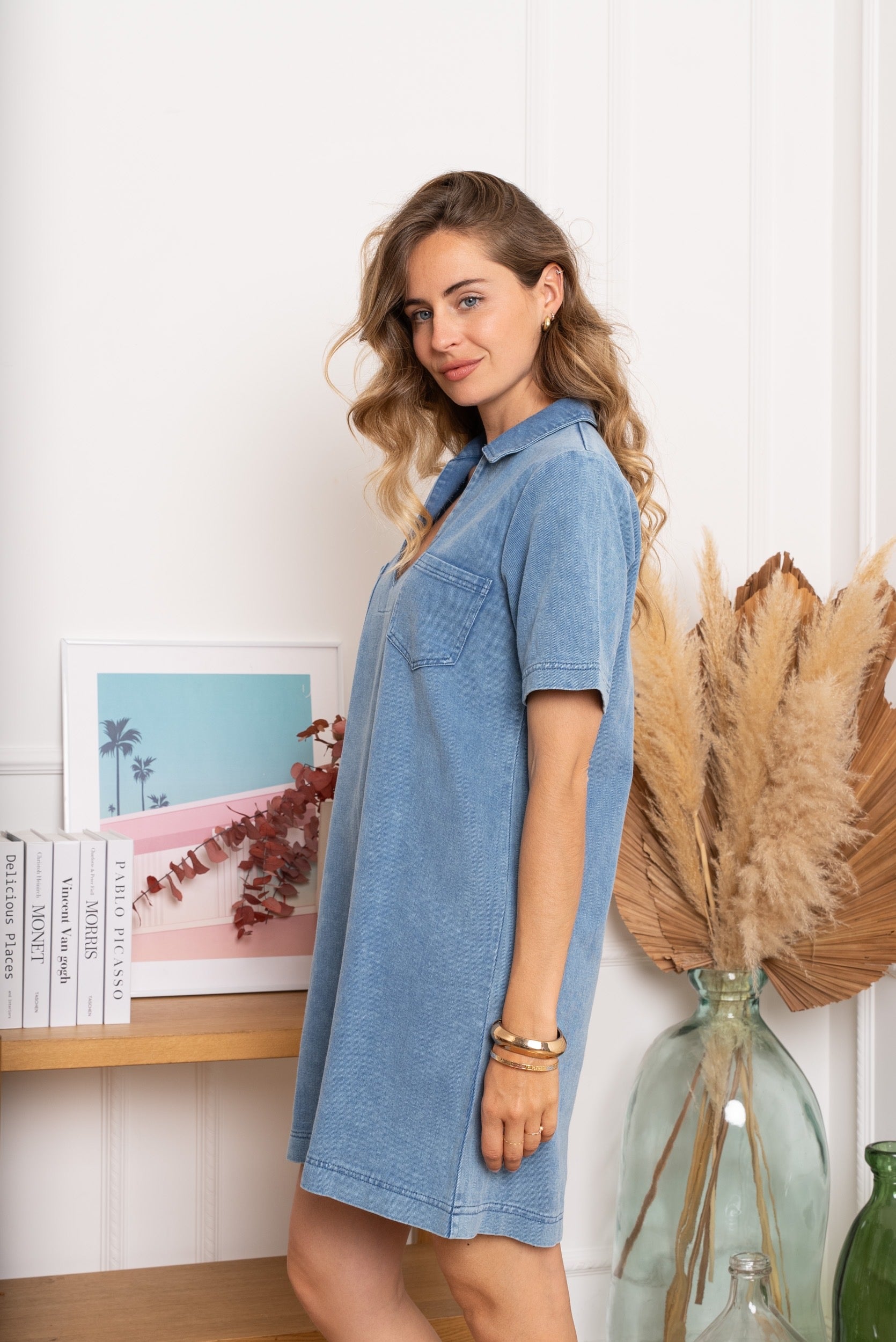 Jurken - Veja V-neck cotton dress van Kilky