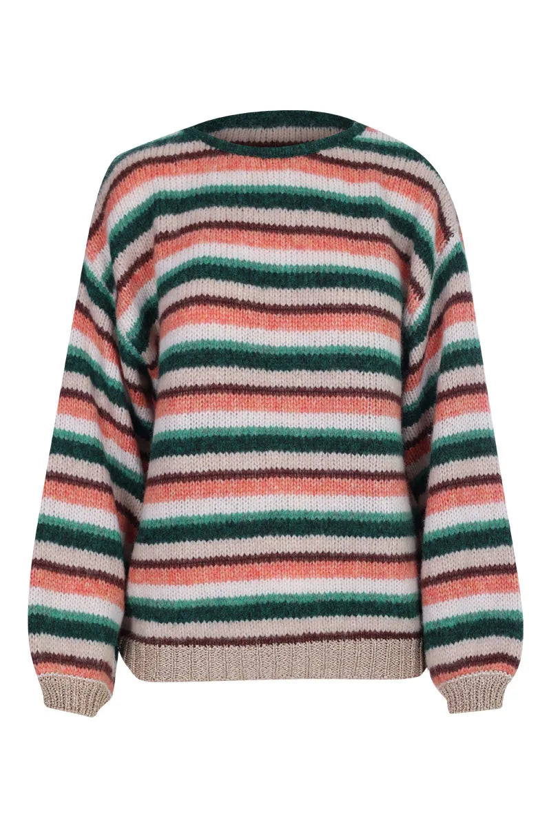 Foliage Green Mix Pulls - Byonero Striped Sweater 2 van b.young