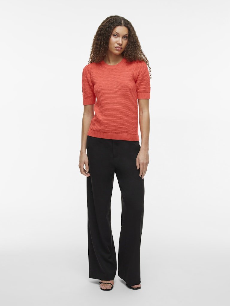 30% Vidalo O - Neck S/S Knit Top - Noos - koop Knitwear van Vila bij Meisjes Brugge