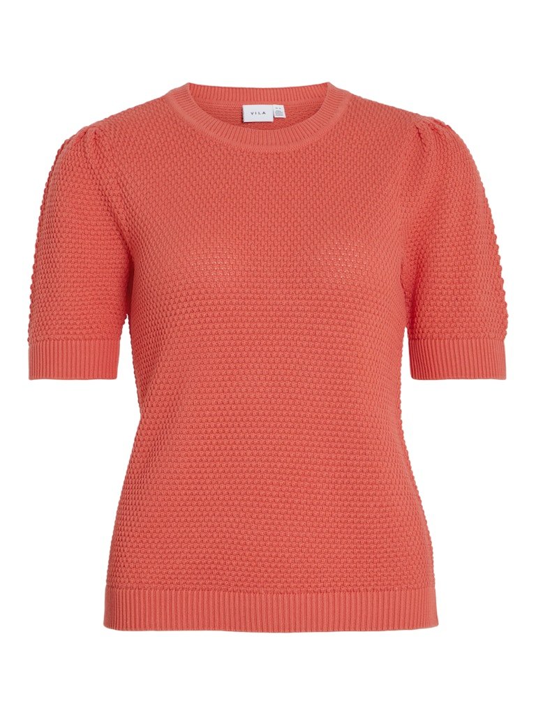 30% Vidalo O - Neck S/S Knit Top - Noos - koop Knitwear van Vila bij Meisjes Brugge