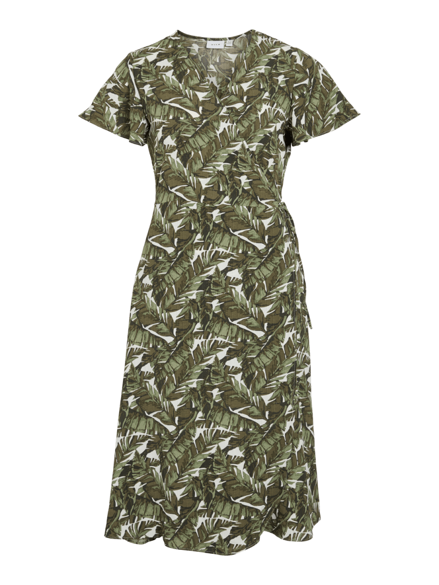 30% Vilovie S/S Wrap Midi Dress - Noos - koop Jurken van Vila bij Meisjes Brugge