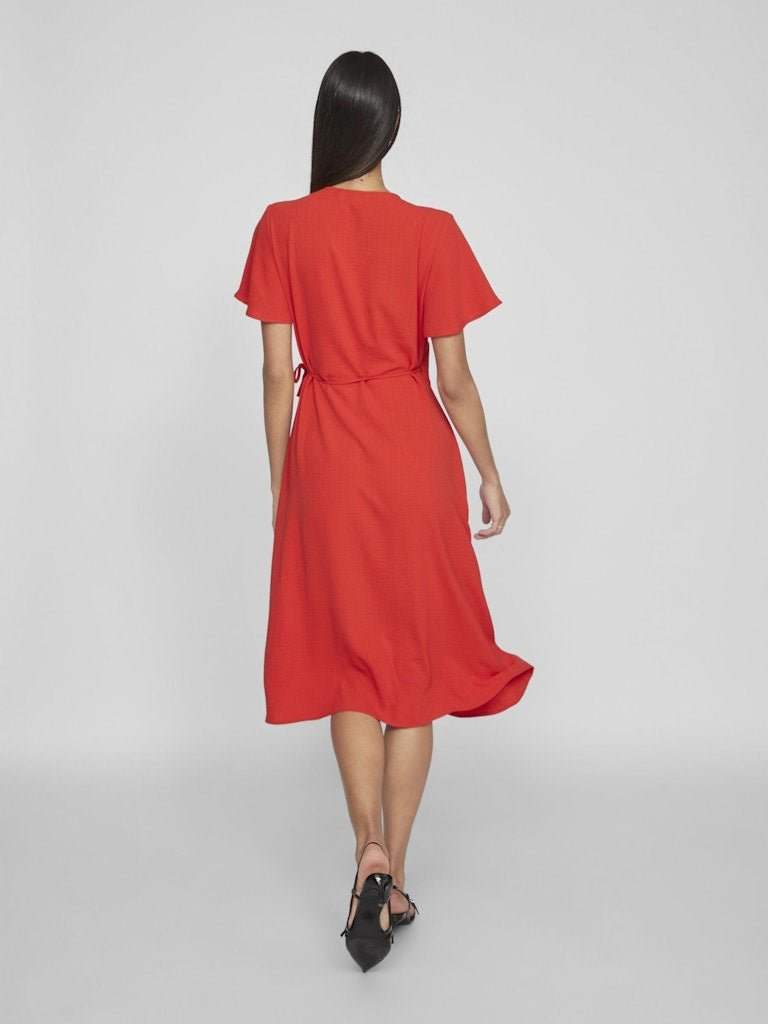 30% Vilovie S/S Wrap Midi Dress - Noos van Vila – Jurken voor dames | Meisjes Brugge