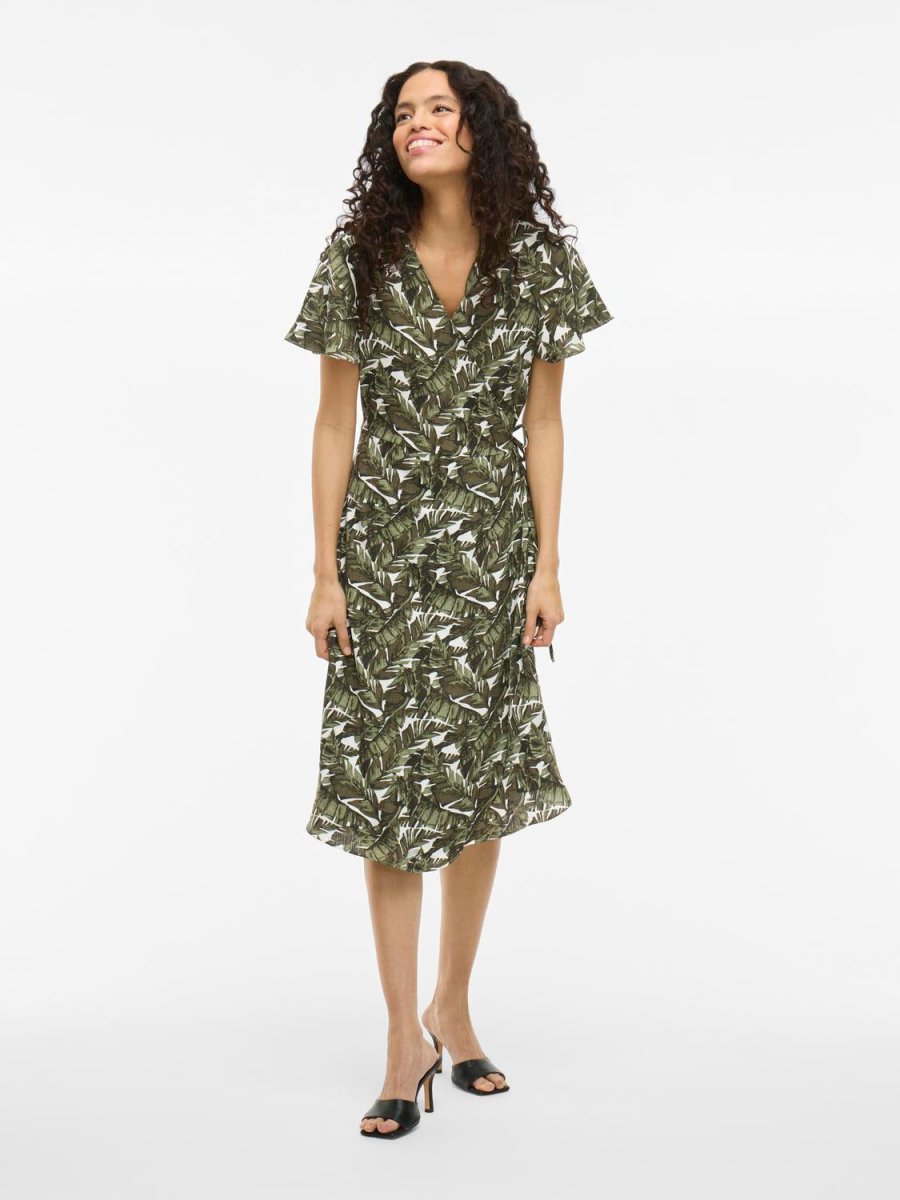 30% Vilovie S/S Wrap Midi Dress - Noos van Vila – Jurken voor dames | Meisjes Brugge
