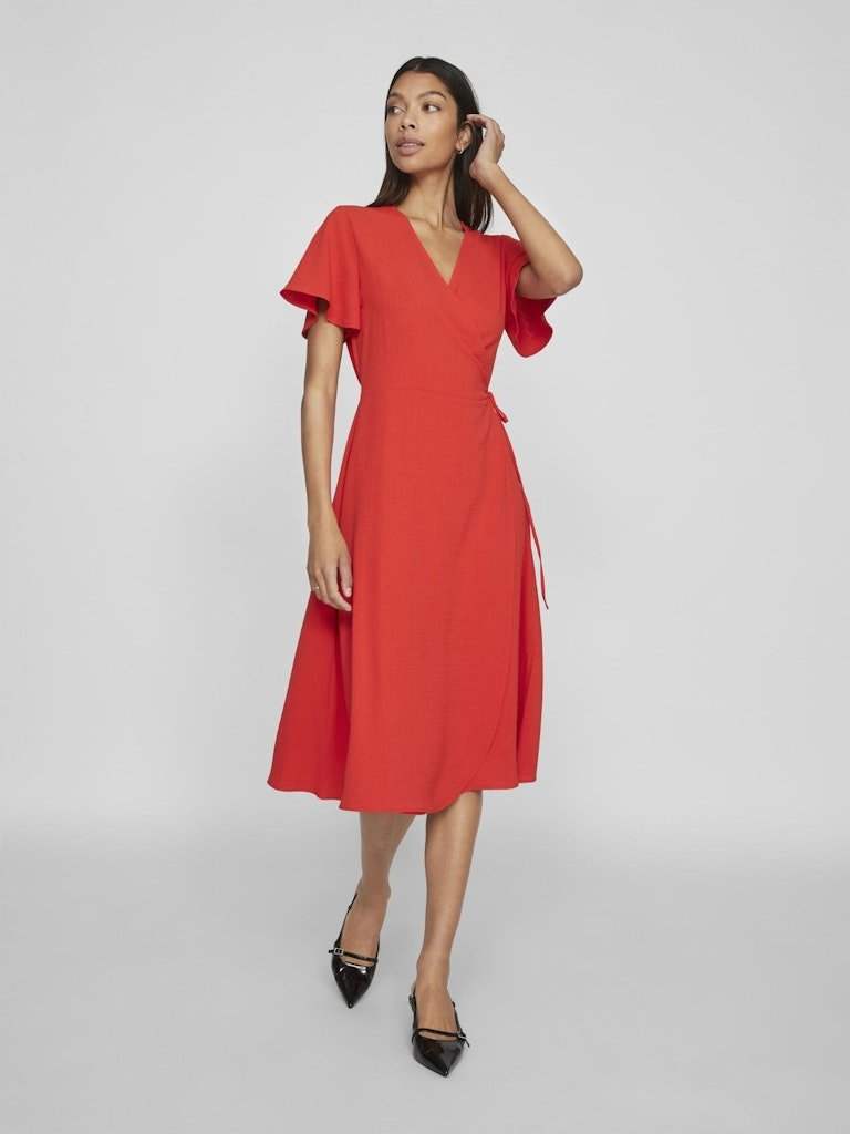 30% Vilovie S/S Wrap Midi Dress - Noos van Vila – Jurken voor dames | Meisjes Brugge