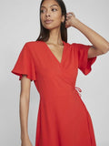 30% Vilovie S/S Wrap Midi Dress - Noos - koop Jurken van Vila bij Meisjes Brugge
