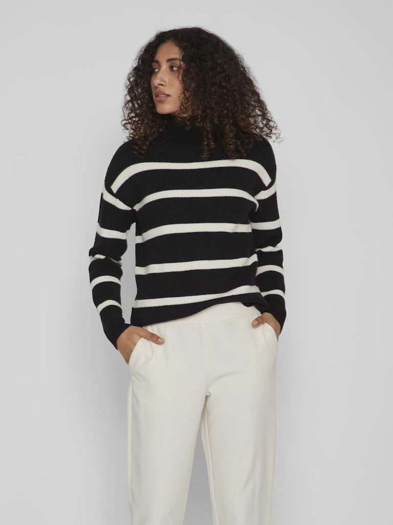 30% Viril Mockneck L/S Knit Rib Top 2 - Noos van Vila – Pulls voor dames | Meisjes Brugge