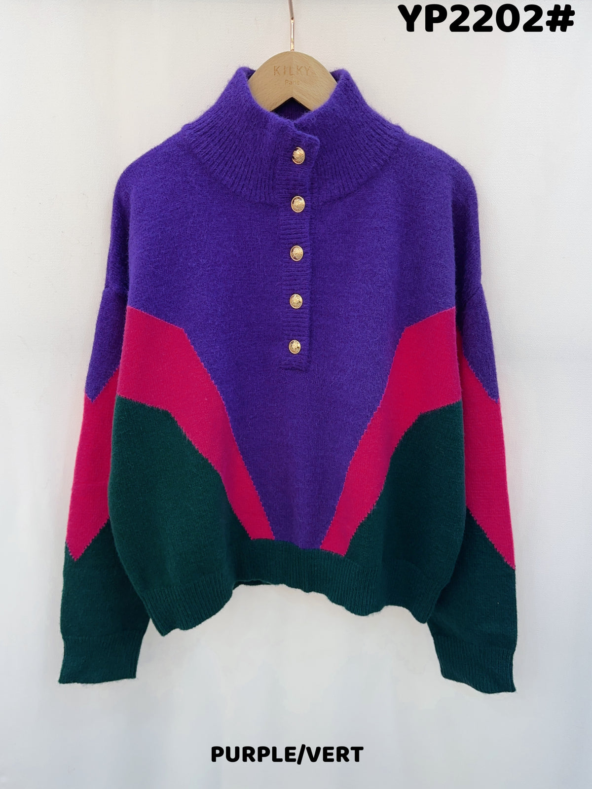 Samantha colorblock highneck knit
