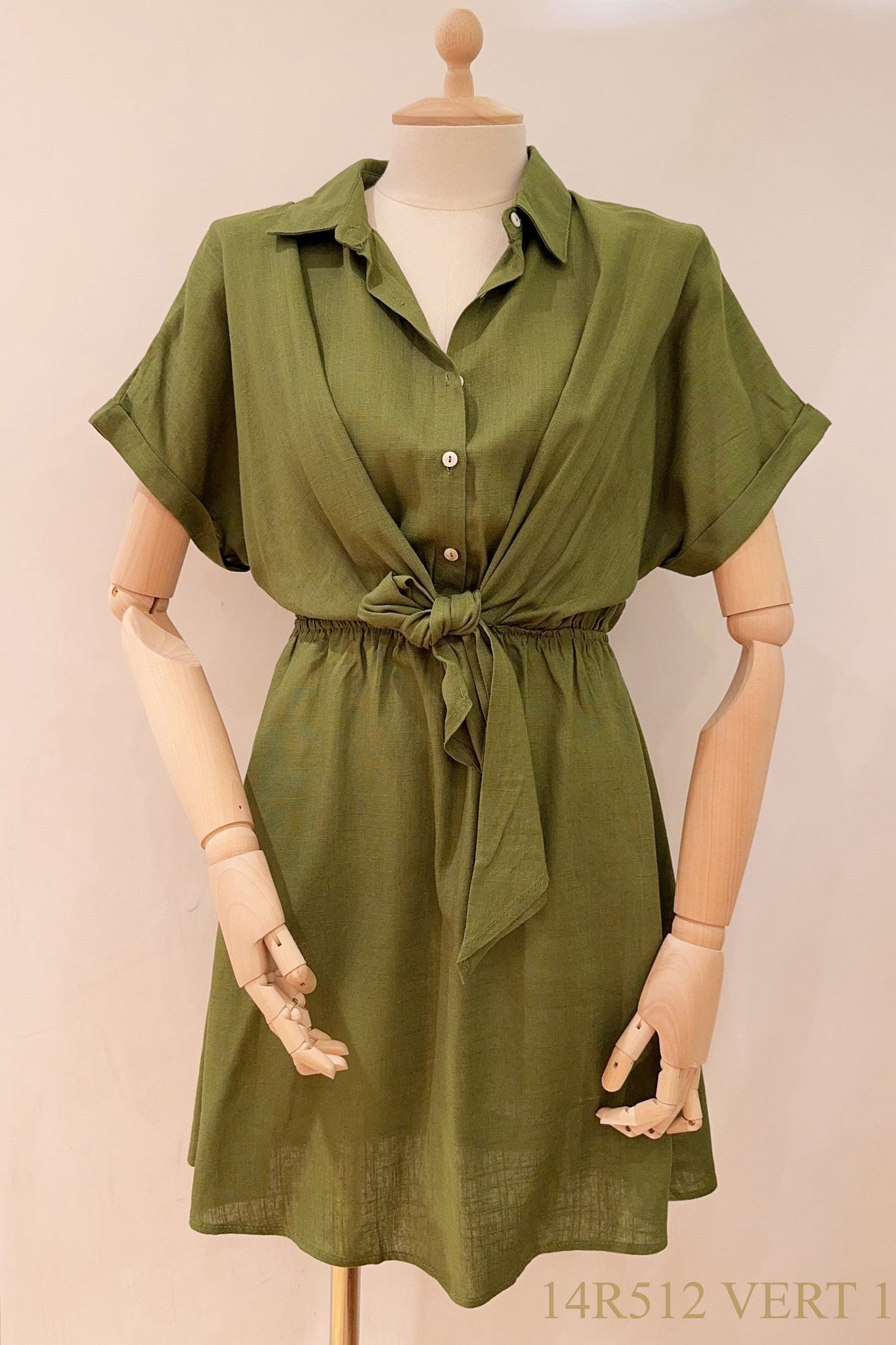 kaki Jurken - Elonore Short Dress van Season
