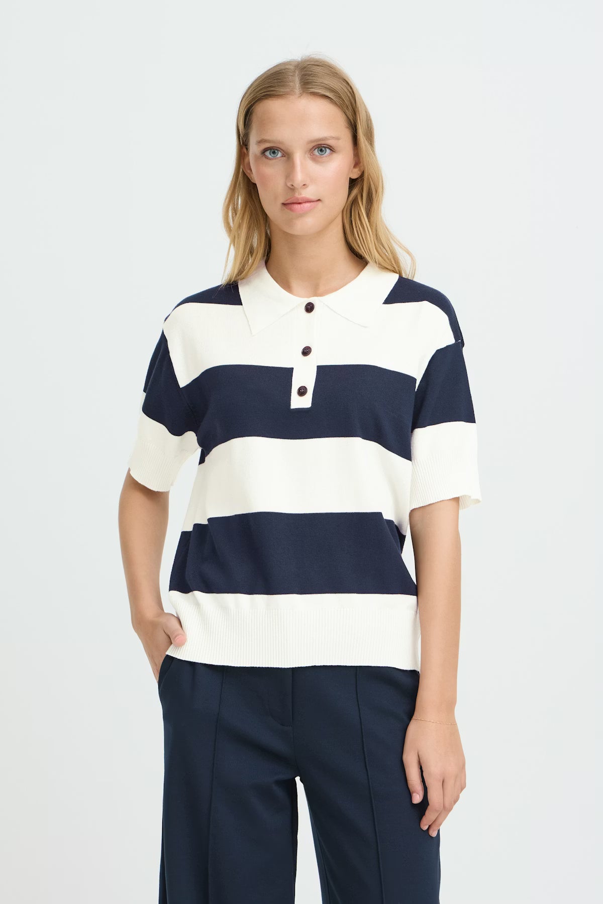 Ihluls Polo Shortsleeve van Ichi – Tops voor dames | Meisjes Brugge