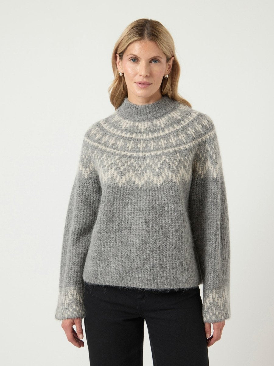 Medium grey melange Pulls - 50% Yasliri Ls Wool Blend Knit Pullover van Y.A.S