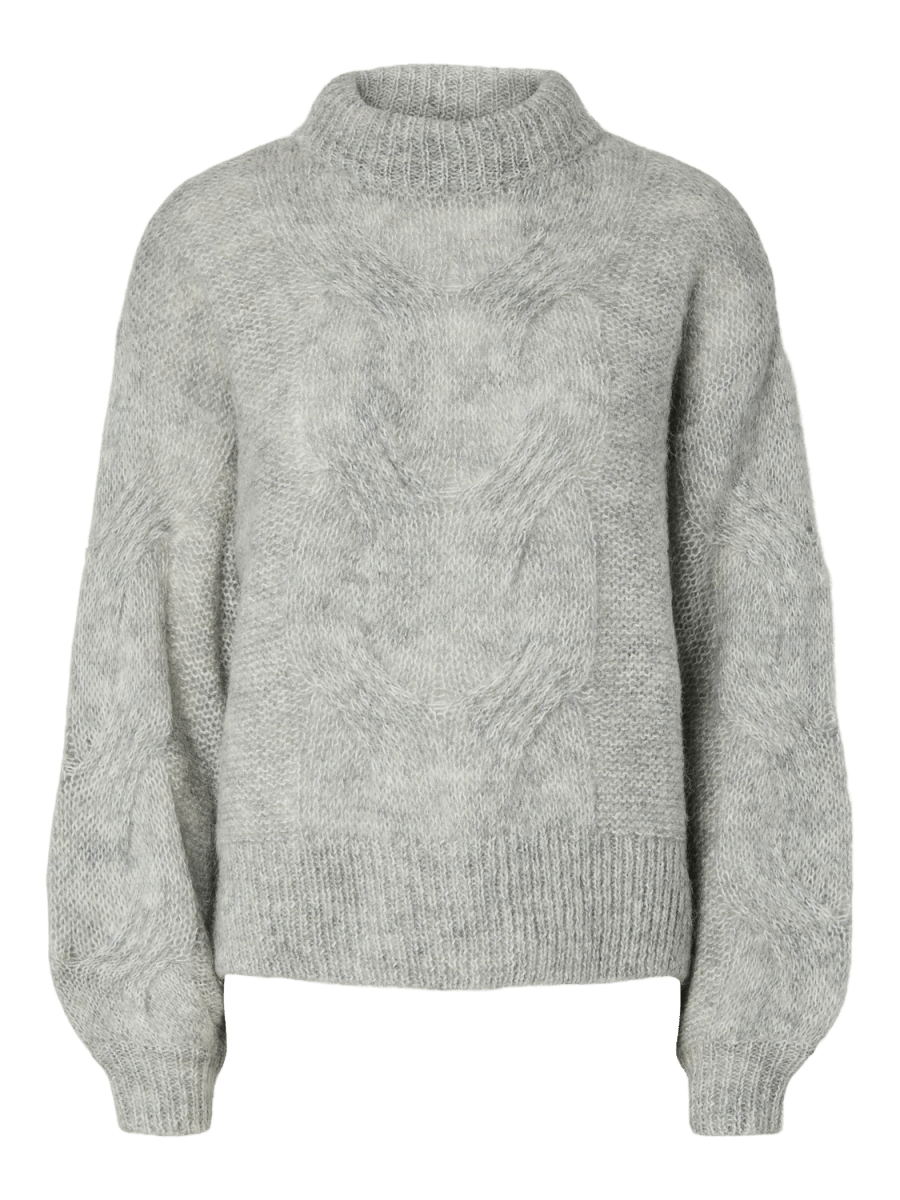Light grey melange Pulls - 50% Yasluris Ls Wool Blend Knit Pullover New van Y.A.S
