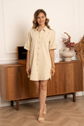beige clair Jurken - Button cotton dress van Kilky