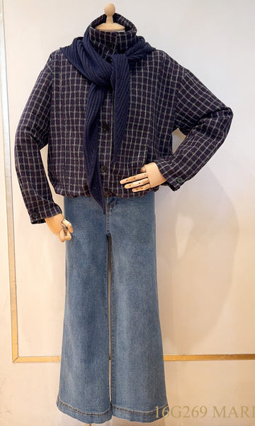 Checked jacket with scarf