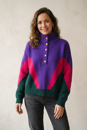 Samantha colorblock highneck knit