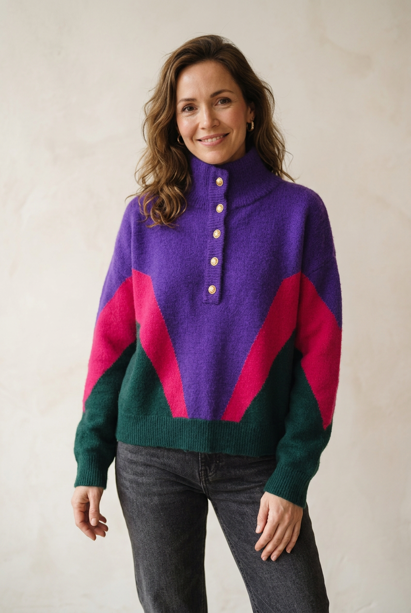Samantha colorblock highneck knit