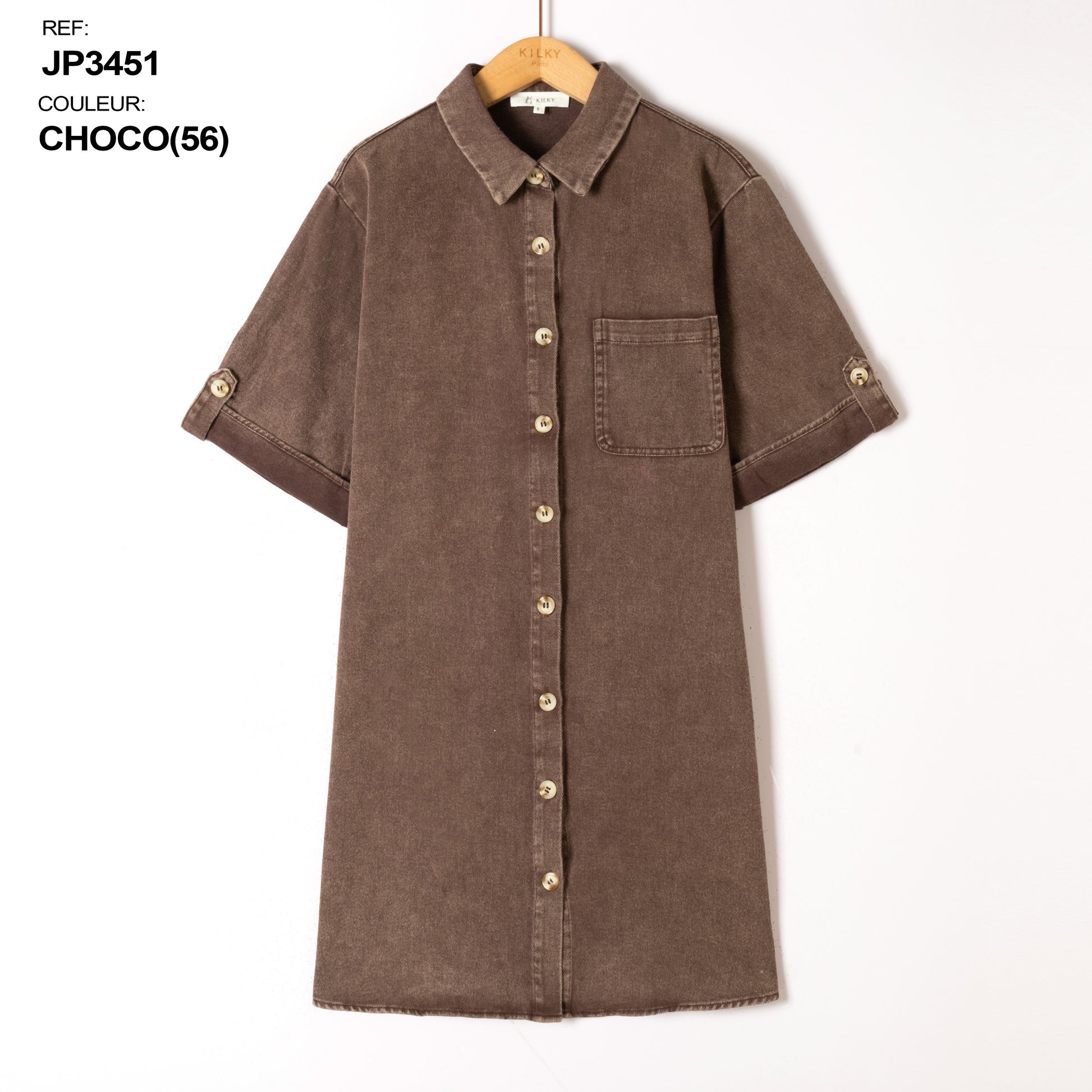 choco Jurken - Button cotton dress van Kilky
