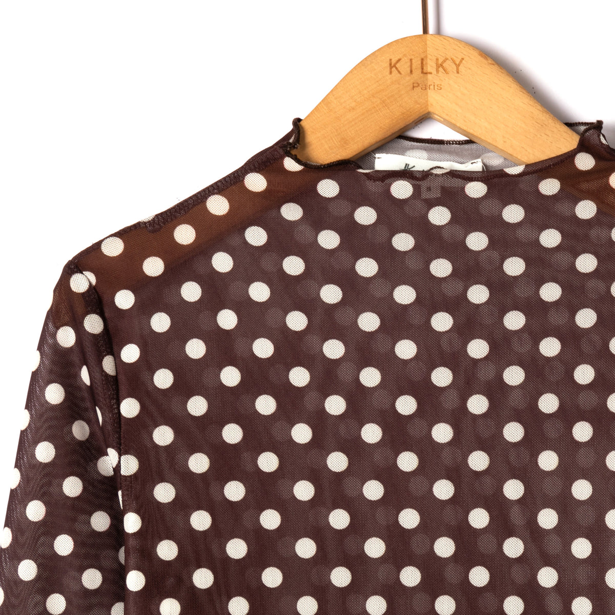 Frilled mesh top with dots