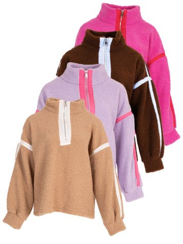 dark brown sky blue One Size Pulls - 8108 Color contrast Teddy sweat van Azzurro