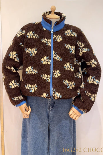 Contrast border zip teddy