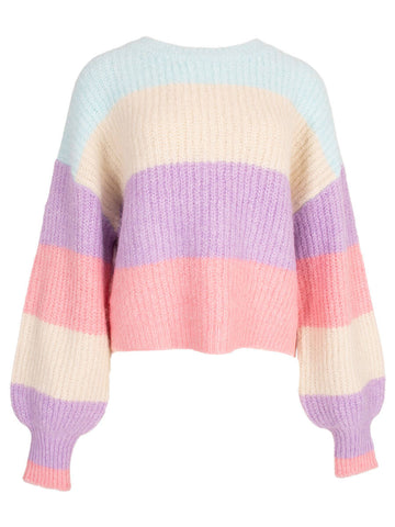 azur lila pink one size Pulls - 89408 Striped colorblock pull van Azzurro