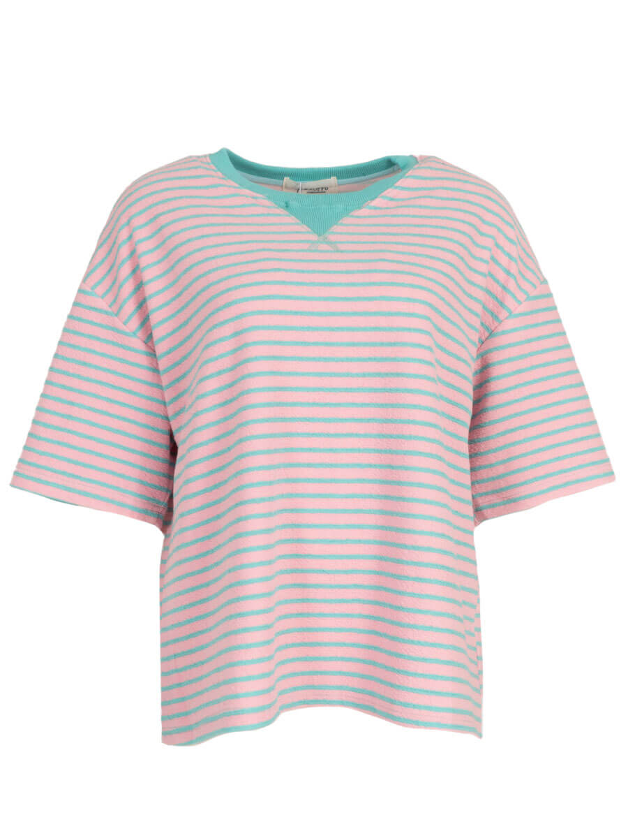turquoise One Size T-shirts - Striped colourblock Tee van Meisjes
