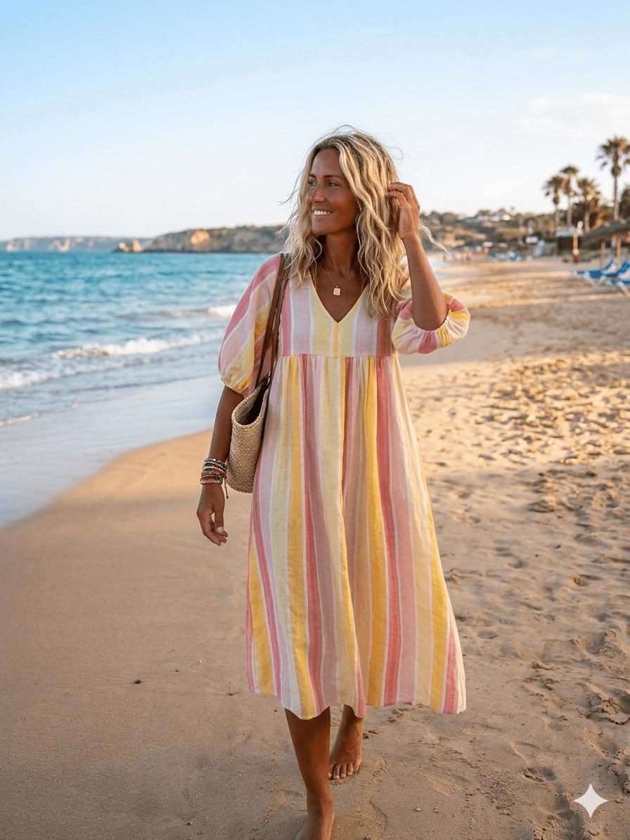 9865 tetra rayon V-neck tunic dress van Pohème – Jurken voor dames | Meisjes Brugge