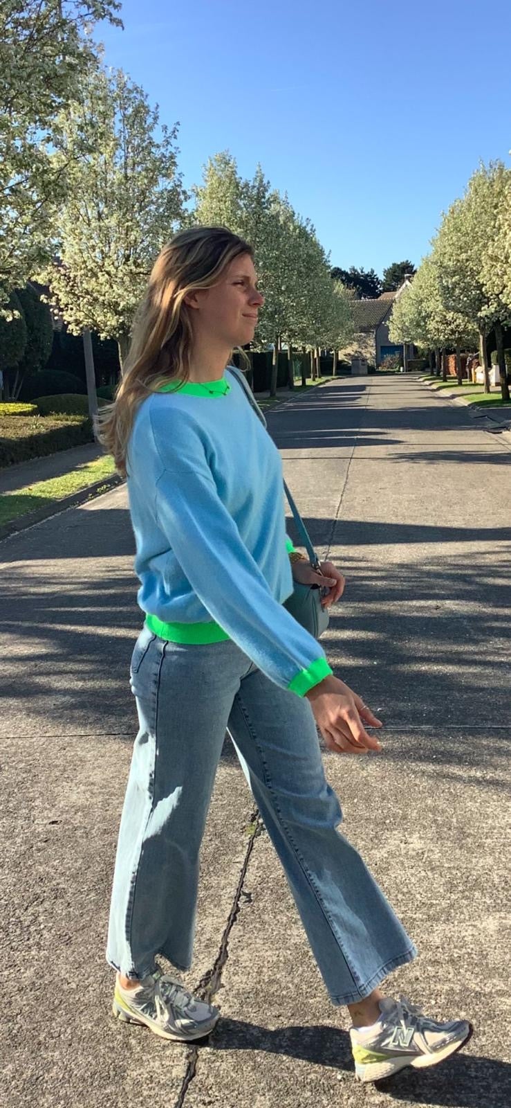 CIELO P092 VERT FLUO Pulls - Elise bicolore knit van Mika Elles