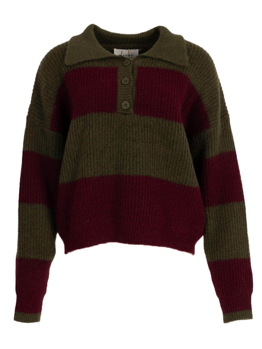 green bordeaux one size Pulls - Polo colorblock knit van Meisjes Brugge