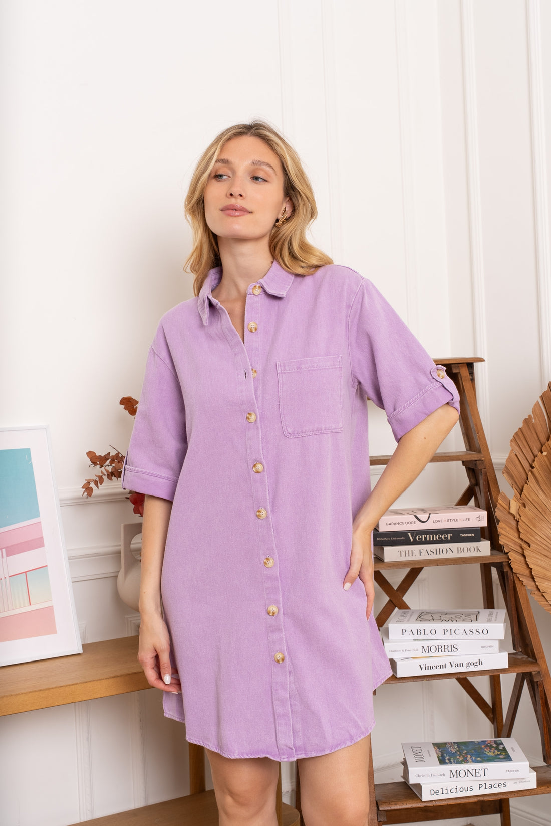Button cotton dress