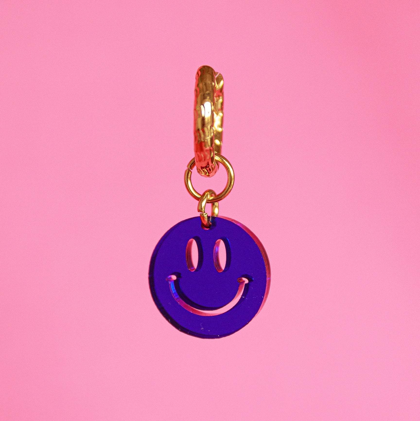 Dark Blue One Size (per stuk) Juwelen - Plexi hoop - Smiley van Atelier Jean