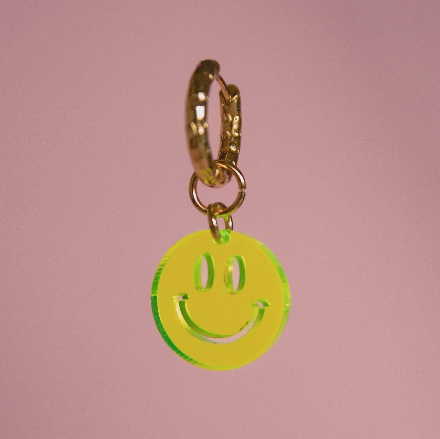 Fluo Green One Size (per stuk) Juwelen - Plexi hoop - Smiley van Atelier Jean