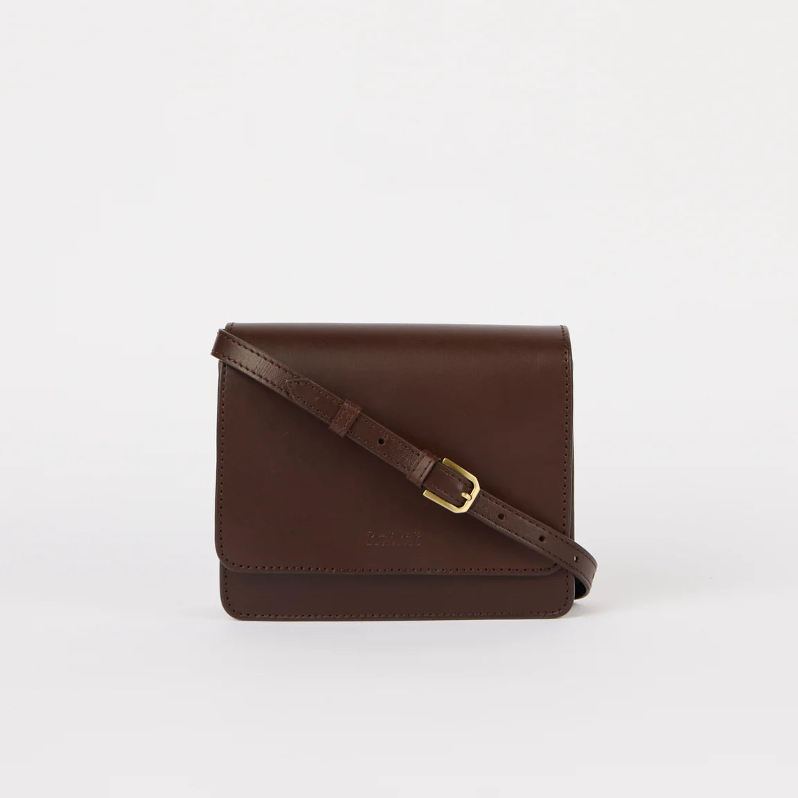 Chocolate Classic Leather Handtassen - AUDREY MINI bag Chocolate Classic Leather with 2 handles van O My Bag