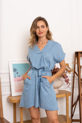 Jurken - Salina V-neck short tencel dress van Kilky