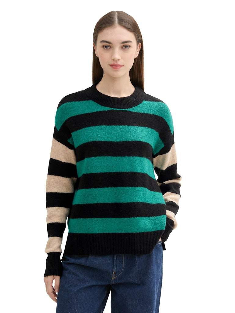 green black stripe Pulls - stripe patch pullover van Tom Tailor