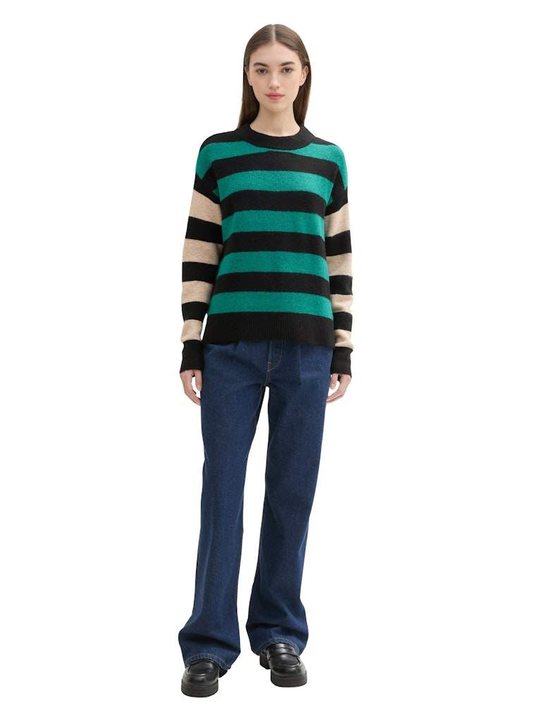 green black stripe Pulls - stripe patch pullover van Tom Tailor