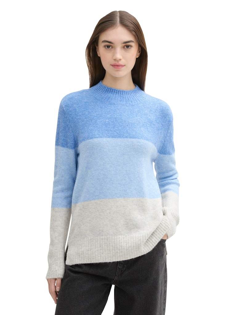 Pulls cozy mock neck pullover color block van Tom Tailor