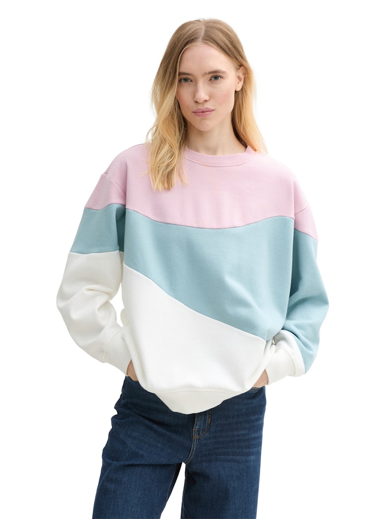 rose mint colorblock Sweaters - colourblock sweatshirt van Tom Tailor