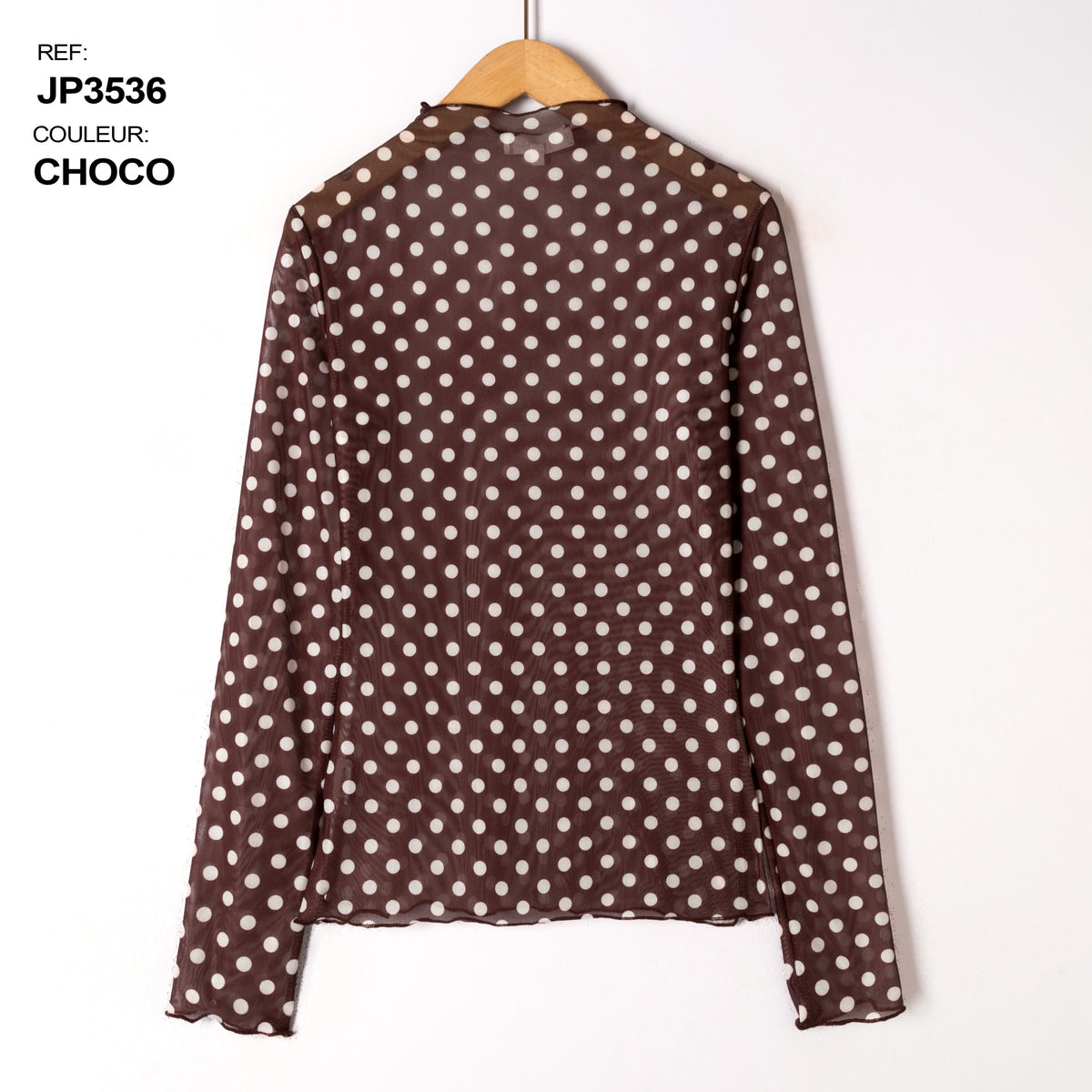 Frilled mesh top with dots