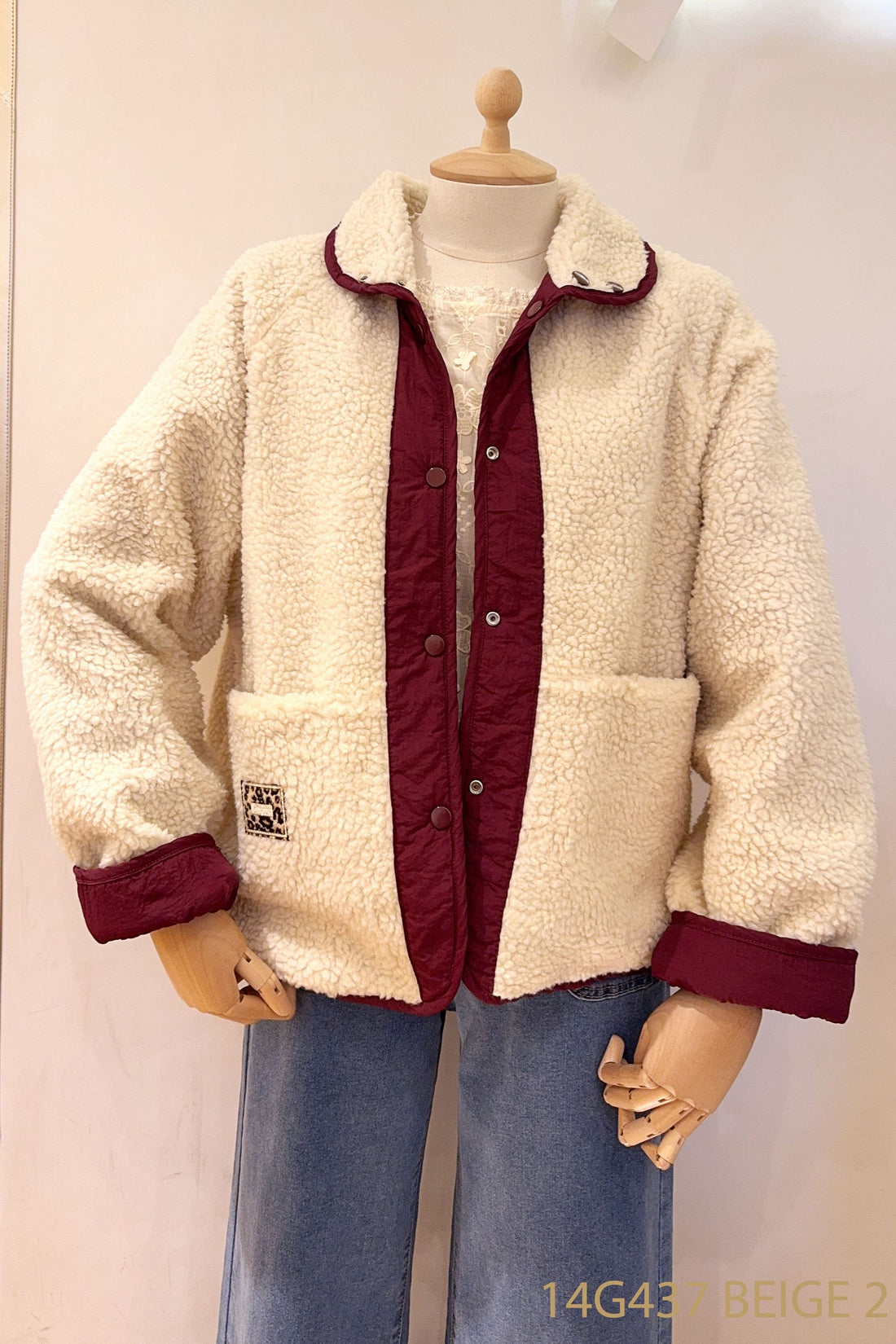 Bordeaux beige Jassen - Reversible teddy coat van Meisjes