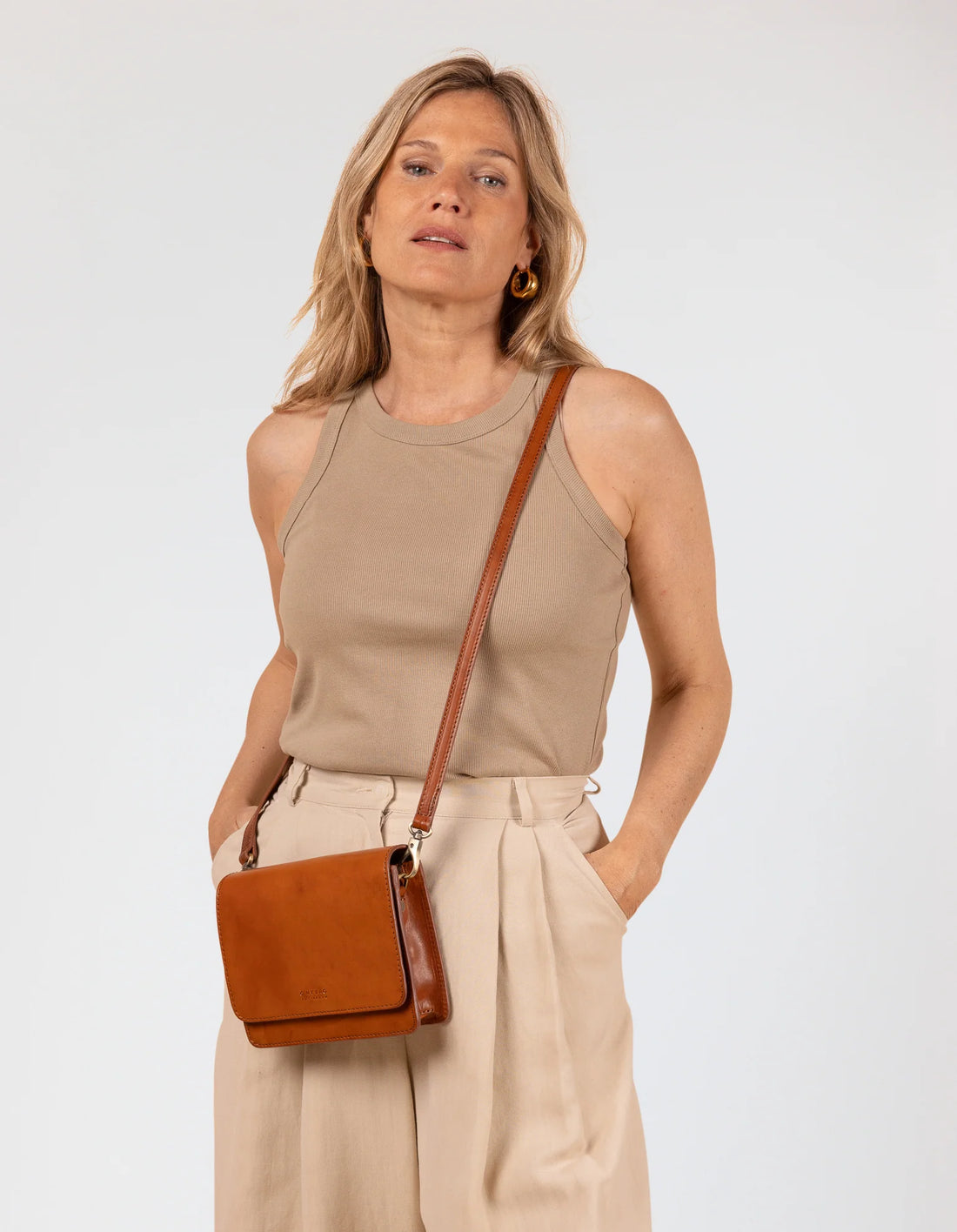 Handtassen - AUDREY MINI bag Classic Cognac with 2 straps van O My Bag