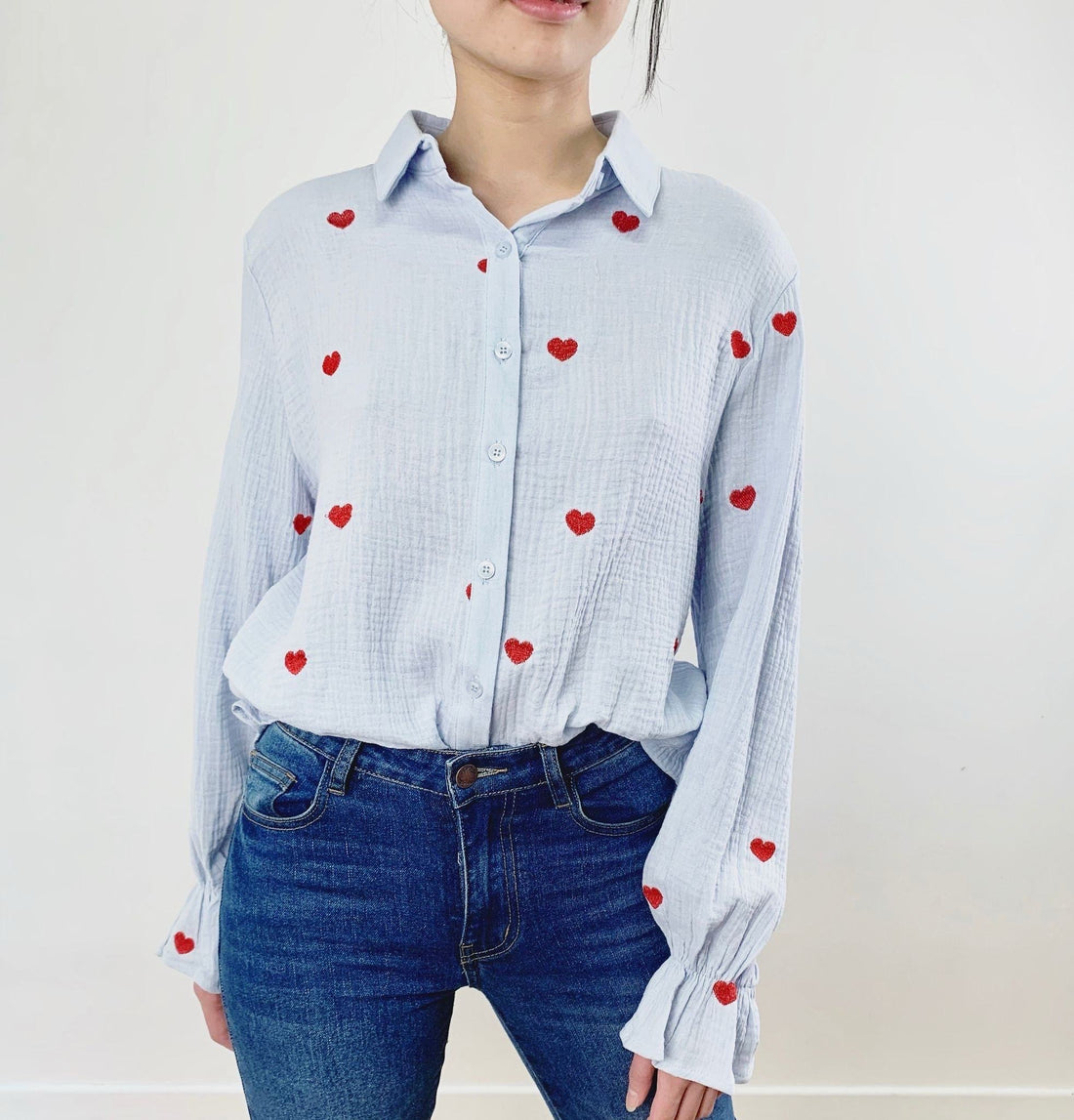 Heart embroided blouse
