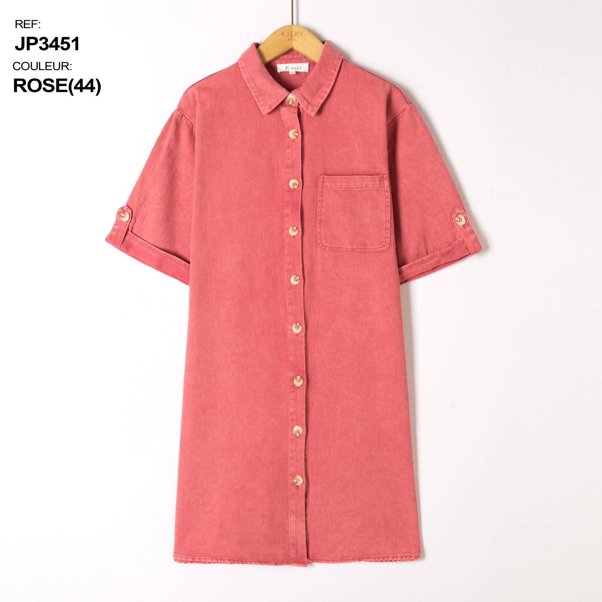 rose Jurken - Button cotton dress van Kilky