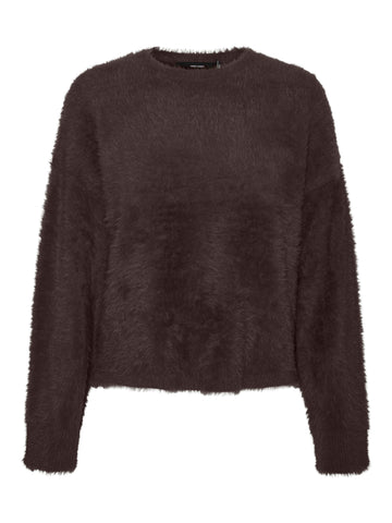 Vmalina Ls O-Neck Boxy Pullover - chocolate