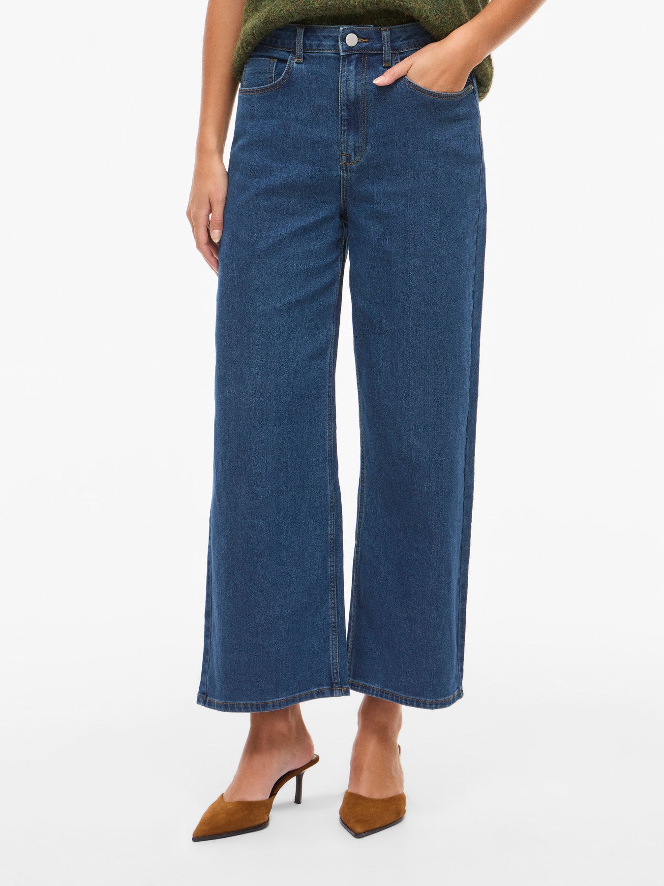 Dark blue denim Jeans - Vifreya Bri Hw Wide 7/8 Jeans van Vila