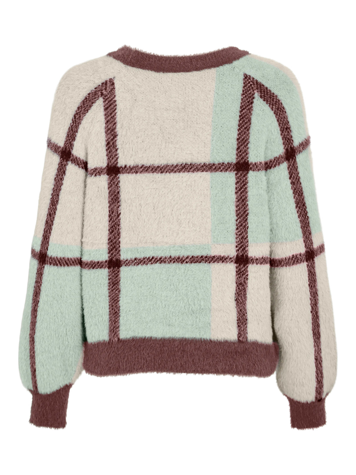 Vihallo O-Neck L/S Check Knit Top