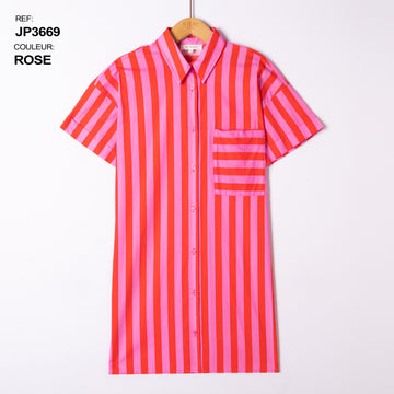 Striped button shirt dress