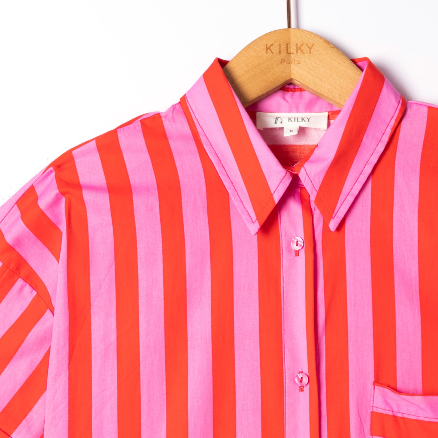 Striped button shirt dress