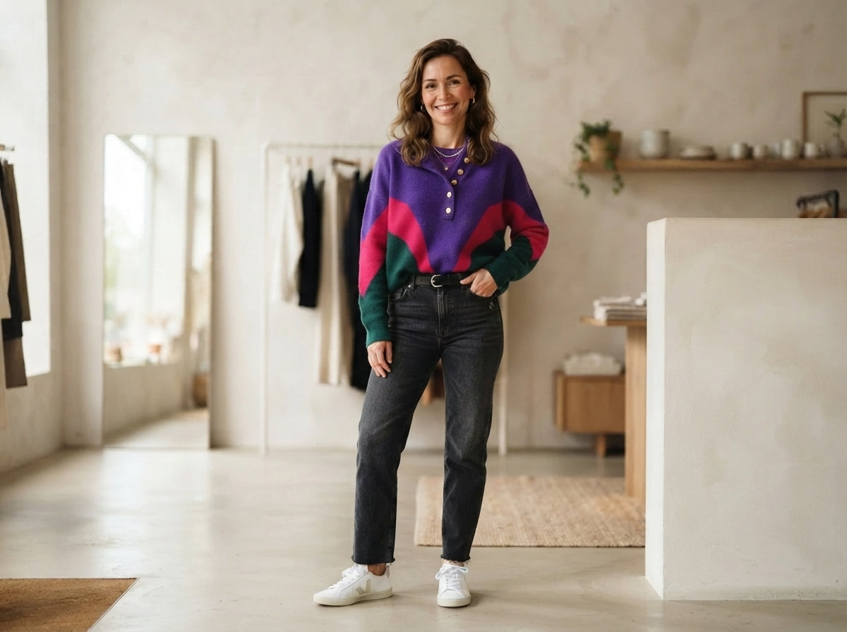 Samantha colorblock highneck knit