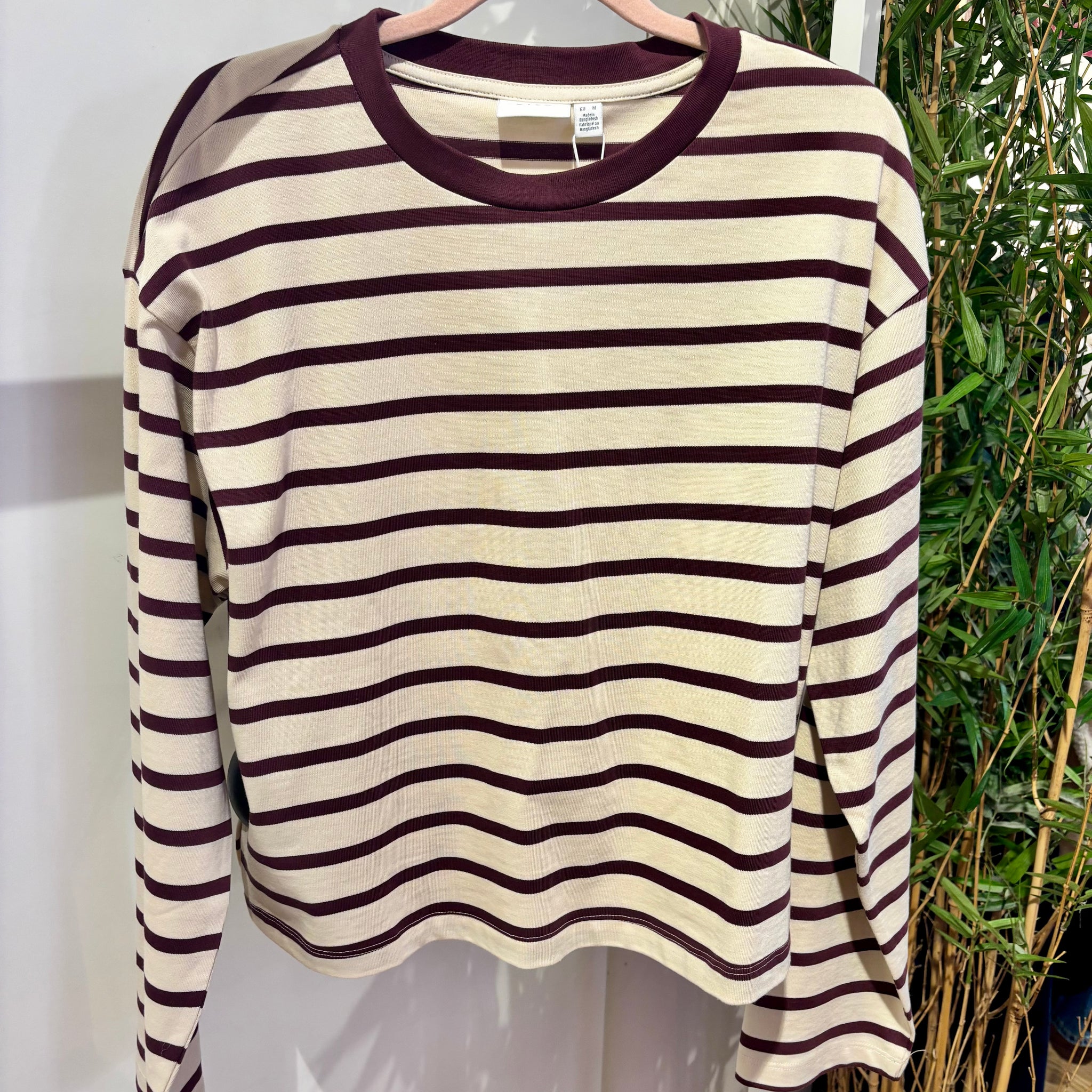 Birch with fig stripe Tops - Visina O-Neck L/S Top van Vila