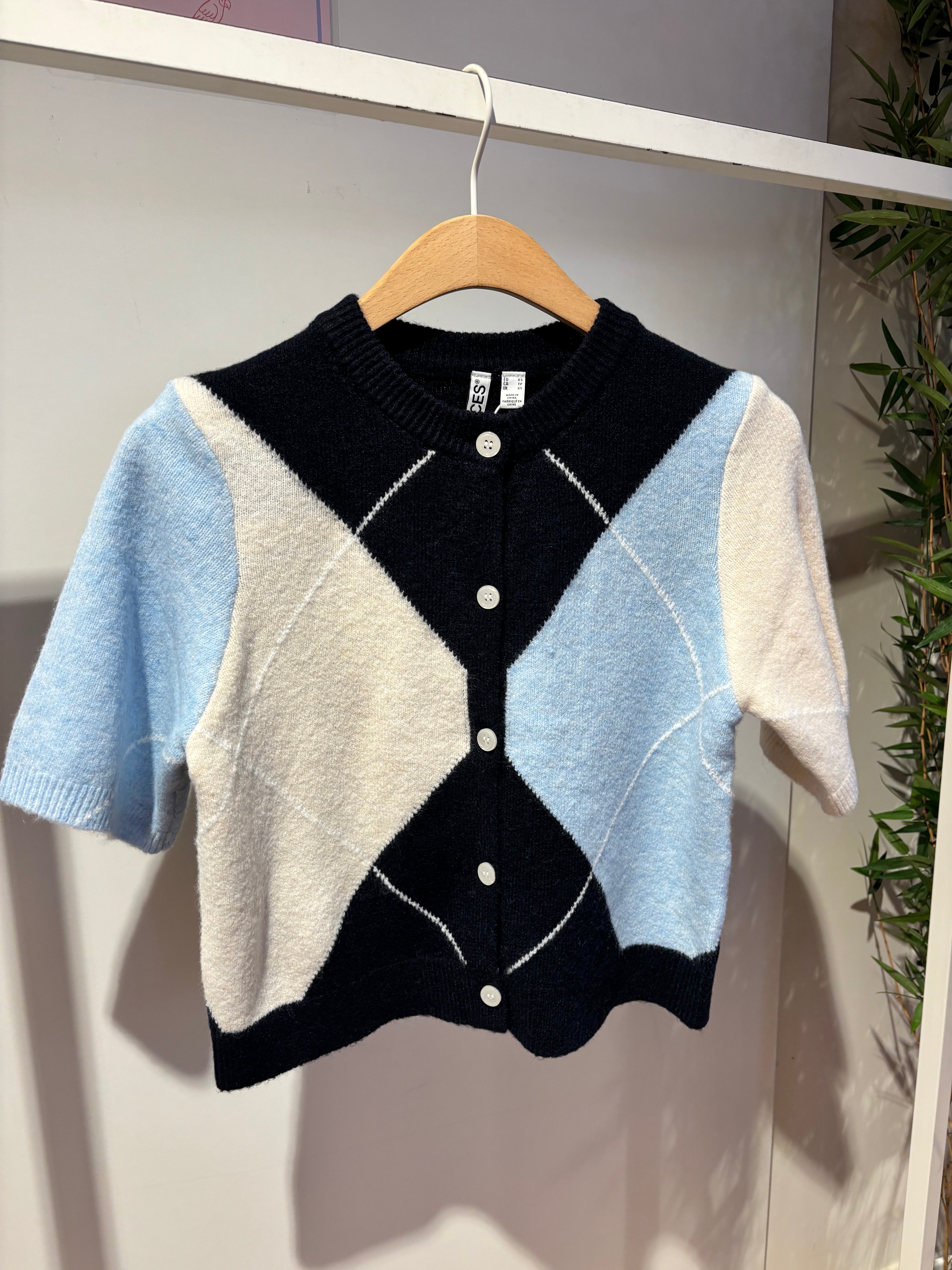 Pcsally Ss Knit Check Cardigan